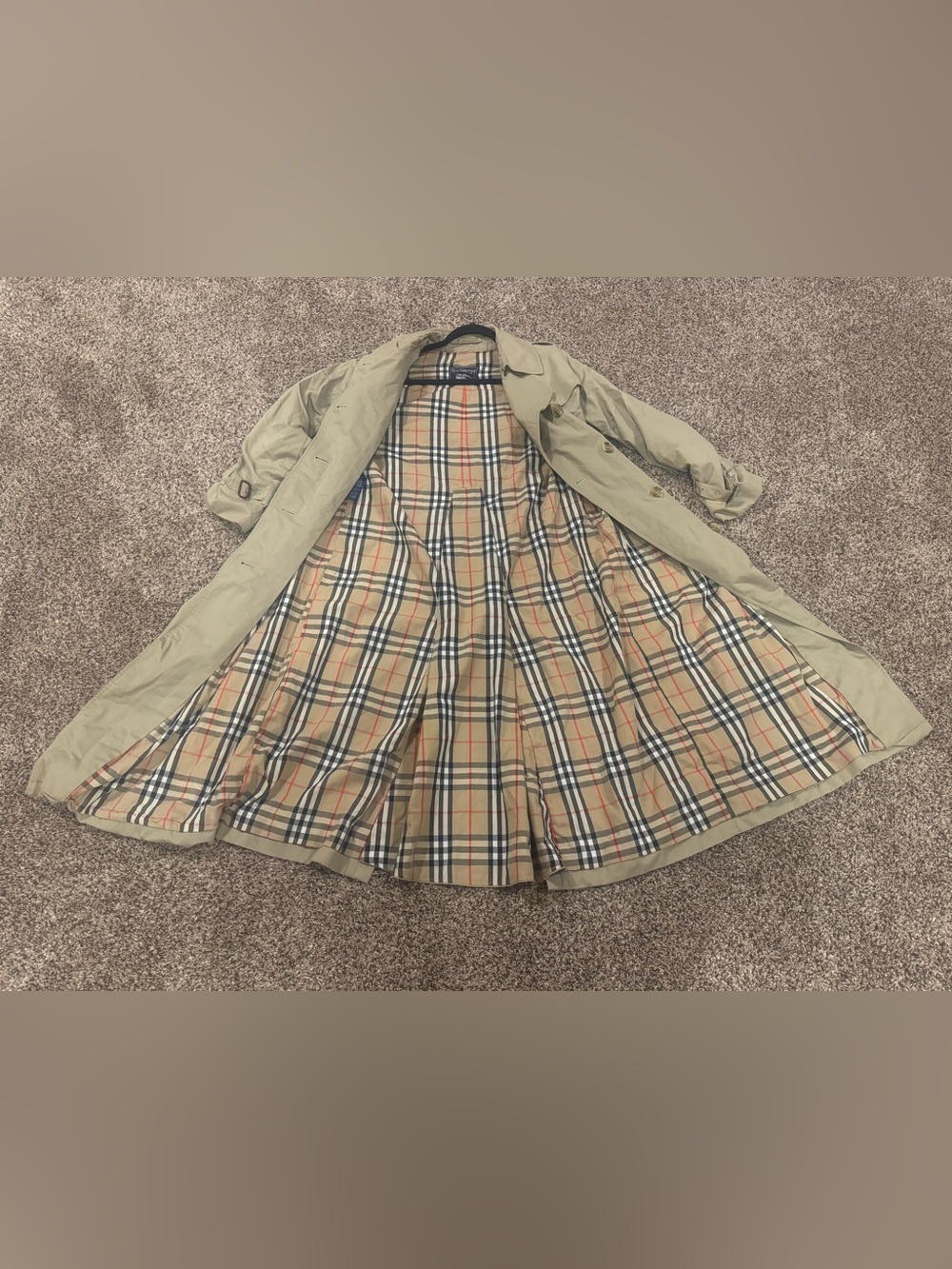 AUTHENTIC VINTAGE BURBERRY LONG TRENCH COAT SIZE 14 - Picture 3 of 12